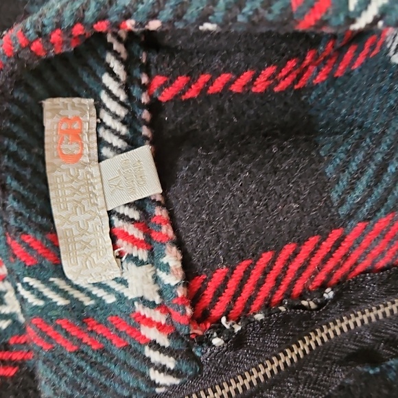 GB Y2K Black Red Green Plaid Mini Skirt Sz XL Womens - Picture 3 of 7